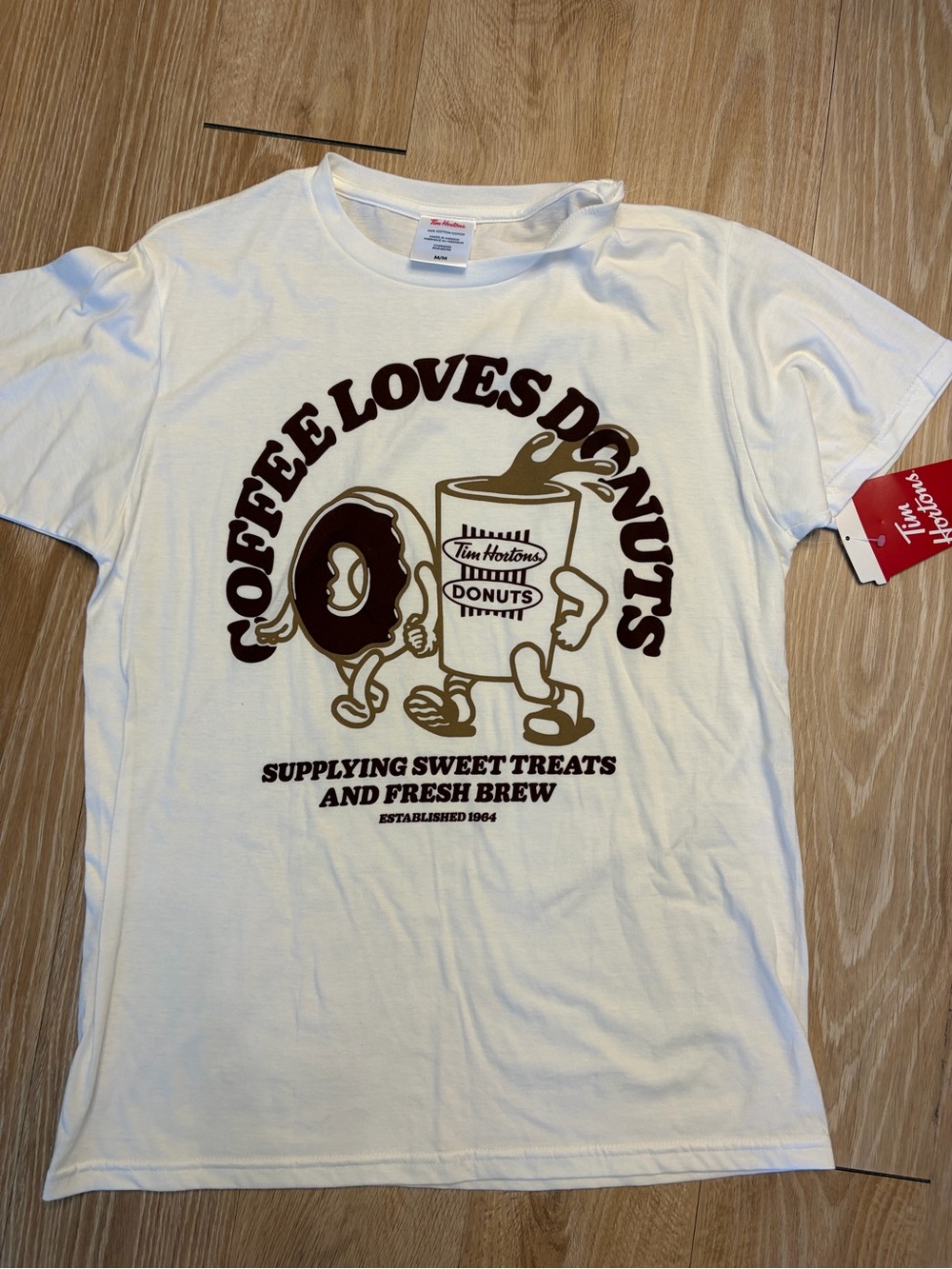 Tim Hortons Women's 'Coffee Loves Donuts' Graphic Tee - White